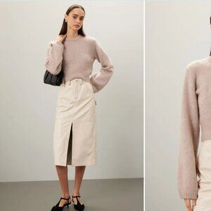 Club Monaco Cable Sleeve Sweater S beige